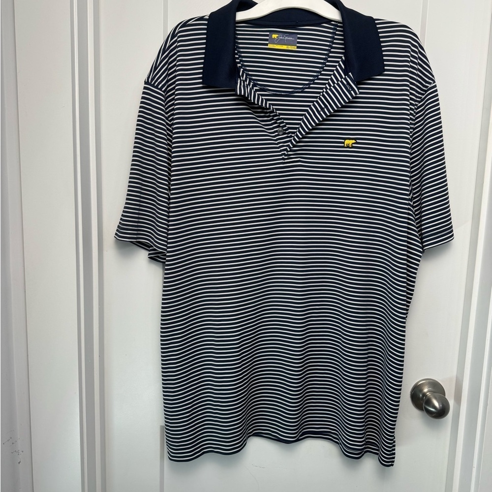 Jack Nicklaus Men's Golf Polo Shirt Short Sleeve Blue White Striped XXL Athletic
